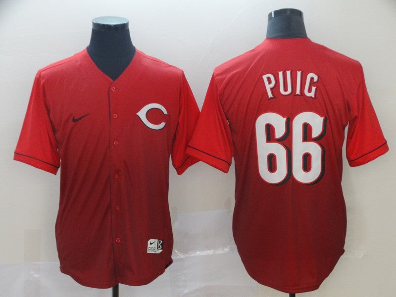 Men's Cincinnati Reds Yasiel Puig #66 Red Stitched Jersey